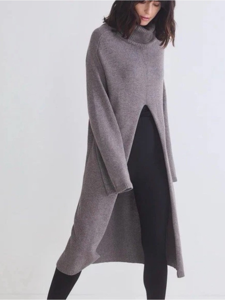 Ruti Modern Maximalist Nwt Size L Gray Turtleneck Split Sweater Tunic